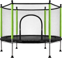 Trampolino per bambini con rete e palline 140 cm verde
