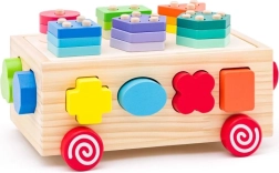 Carrello di legno con classificatore di forme e blocchi 3 in 1