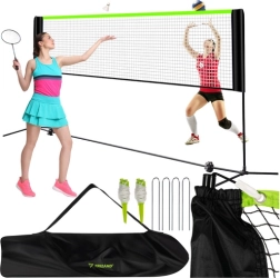 Rete portatile per pallavolo, badminton e tennis TRIZAND 3 in 1, regolabile in altezza