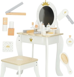 Toeletta in legno per bambini LULILO Bella con specchio, sgabello e accessori
