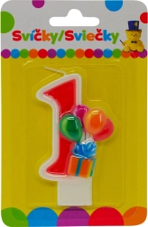 Candela di compleanno con palloncini – numero 1