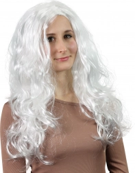 parrucca angelo con lunghi capelli bianchi ondulati