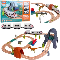 Set di treno elettrico con dinosauri con luci e suoni, 76 cm