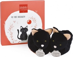 DOUDOU set regalo – prime scarpine con motivo del gatto nero 0–6 mesi