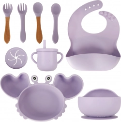 Set pappa in silicone per bambini con granchio, 9 pezzi – Viola