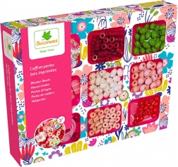 Perline di legno in scatola con scomparti per la creazione di gioielli