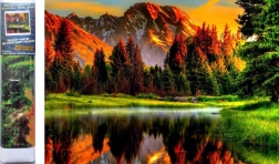 Pittura con diamanti Tramonto sul lago 30x40 cm