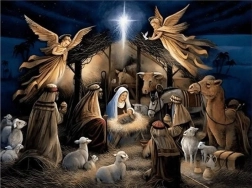 Pittura diamantata Notte Santa a Betlemme 30 × 40 cm