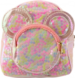 Zaino per bambini con paillettes e orecchie di topo rosa