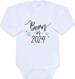 body neonato con stampa born in 2024, manica lunga, taglia 68