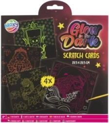Immagini da grattare fosforescenti – tema per ragazze, set da 4 pezzi
