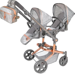 Passeggino pieghevole per gemelli per bambole con zainetto CITY X – 91 cm