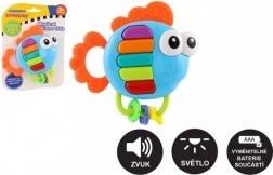 Sonaglio musicale e massaggiagengive a forma di pesciolino con luce e suono, 14 × 14 cm, da 3 mesi