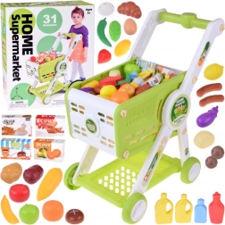 Carrello della spesa per bambini con alimenti e accessori