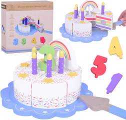 Torta di compleanno arcobaleno in legno