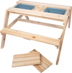 Tavolo in legno per bambini 2 in 1 con vaschette