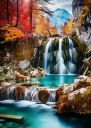 Pittura diamantata cascata in montagna 30 × 40 cm