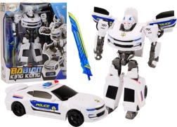 Auto-Robot 2in1 auto della polizia trasformabile bianca