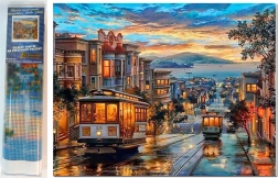 pittura diamantata tram a città 30 × 40 cm