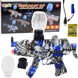Blaster elettrico a gel per palline d’acqua in graffiti bianco-blu - 1 pezzo