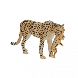 Mojo ghepardo con cucciolo – statuina realistica per bambini e collezionisti
