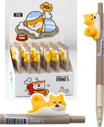 Penna gel con figurina cane Shiba inchiostro blu 0,5 mm