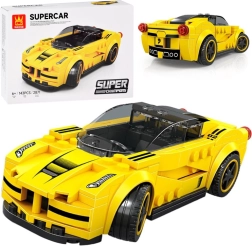 Costruzioni tecniche auto sportiva gialla, 143 pezzi con adesivi