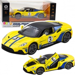 Auto sportivo in metallo con effetti di luce e suono, 1:22 giallo