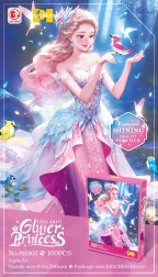 Puzzle 100 pezzi principessa rosa con glitter