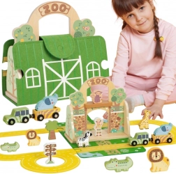 Tooky Toy mini zoo – set di legno portatile in valigetta