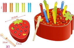 Gioco di abilità in legno Acchiappa il Vermicello Fragola