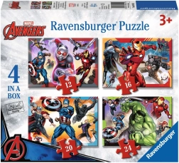 RAVENSBURGER Puzzle Avengers: I più potenti eroi della Terra 4 in 1 (12, 16, 20, 24 pezzi)