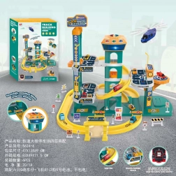 Mega parcheggio blu con ascensore ed effetti luminosi