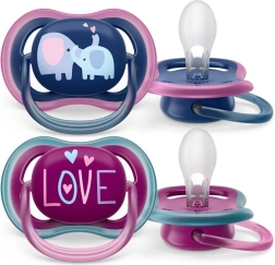 Succhietto per bambini Philips Avent Ultra Air, 18+ mesi, 2 pz, motivo femminile con elefante