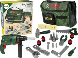 Set di attrezzi per bambini in borsa con trapano, martello e sega