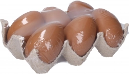 Uova decorative in plastica marroni 6 cm, 6 pezzi
