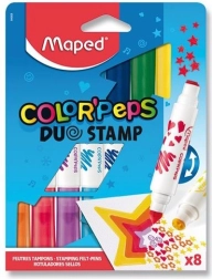 Pennarelli MAPED Color'Peps Duo Stamp – set di 8 pennarelli doppi con timbro