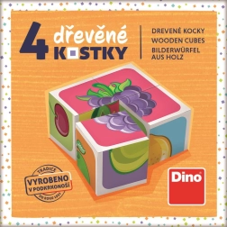 Dino cubi di legno Frutta 4 pz