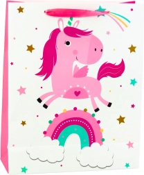 Borsa regalo per bambini unicorno arcobaleno rosa