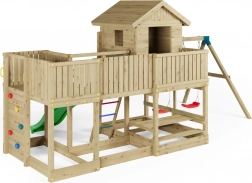 Fungoo parco giochi da giardino in legno Longstepper con due altalene e scivolo