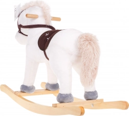 Unicorno a dondolo per bambini 24m+ con maniglie in legno e suoni – Bianco