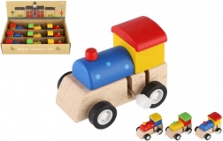 Locomotiva in legno a carica con chiavetta 7 cm – giocattolo colorato per bambini