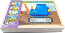 Puzzle in legno – cantiere con 4 auto