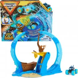 Monster Jam Megalodon Loop of Doom pista acrobatica con lanciatore e auto 1:64