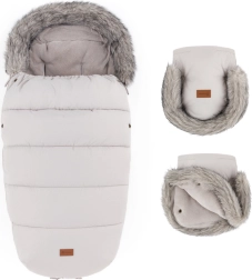 Set invernale Petite&Mars sacco Comfy 4in1 + guanti per passeggino Furry champagne shower
