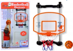 Canestro da basket domestico con palla e pompetta, altezza regolabile