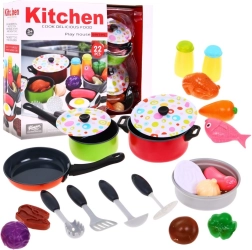 Set colorato per cucinare per bambini 3+ con pentole, giocattoli e accessori da cucina - 22 pezzi