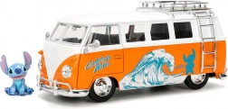 Stitch figurina 4 cm e modello Volkswagen T1 1:24 di Jada Toys