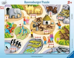 RAVENSBURGER Puzzle Prime somme fino a 5 allo ZOO 17 pezzi