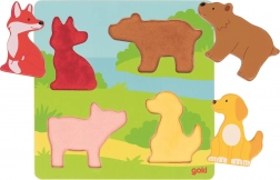 goki puzzle sensoriale in legno animali